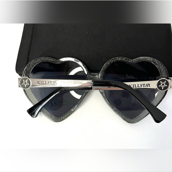 NIB KILLSTAR Disco Enfer Heart Shapped Sunglasses With Soft Black Case UV400 - Picture 2 of 4